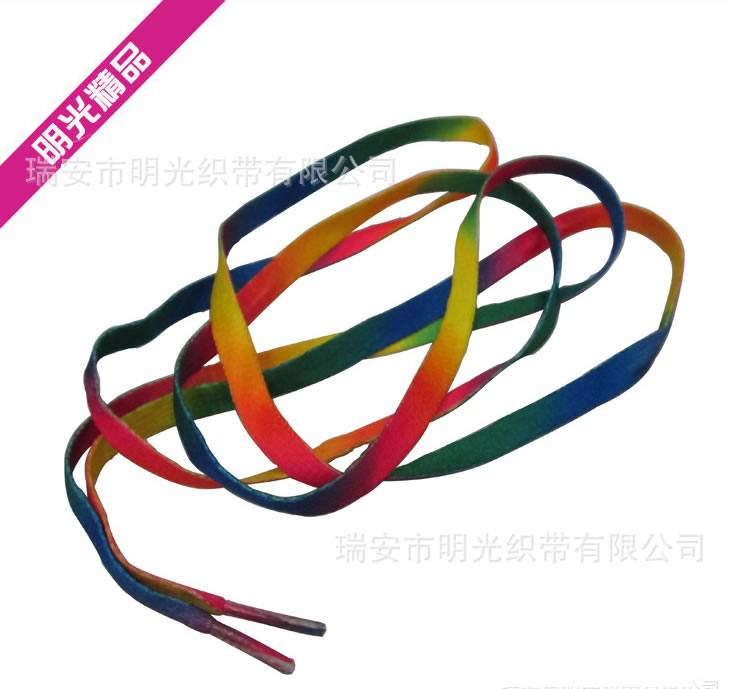 廠家 專業(yè)定做彩虹鞋帶 彩色鞋帶 七彩鞋帶 有光澤，手感光滑柔軟