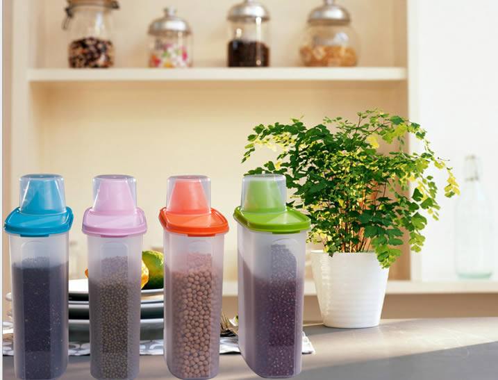 2.5L可計量加厚大容量塑料儲物罐-S1028