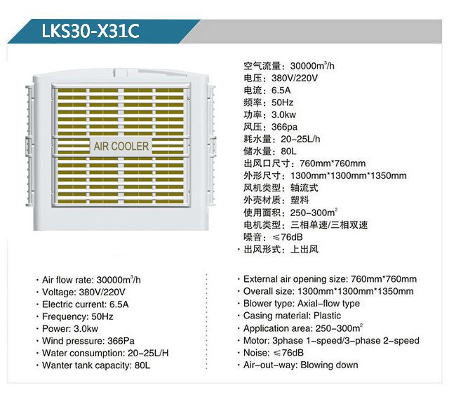 LKS30-X32A、31B 軸流式冷風機