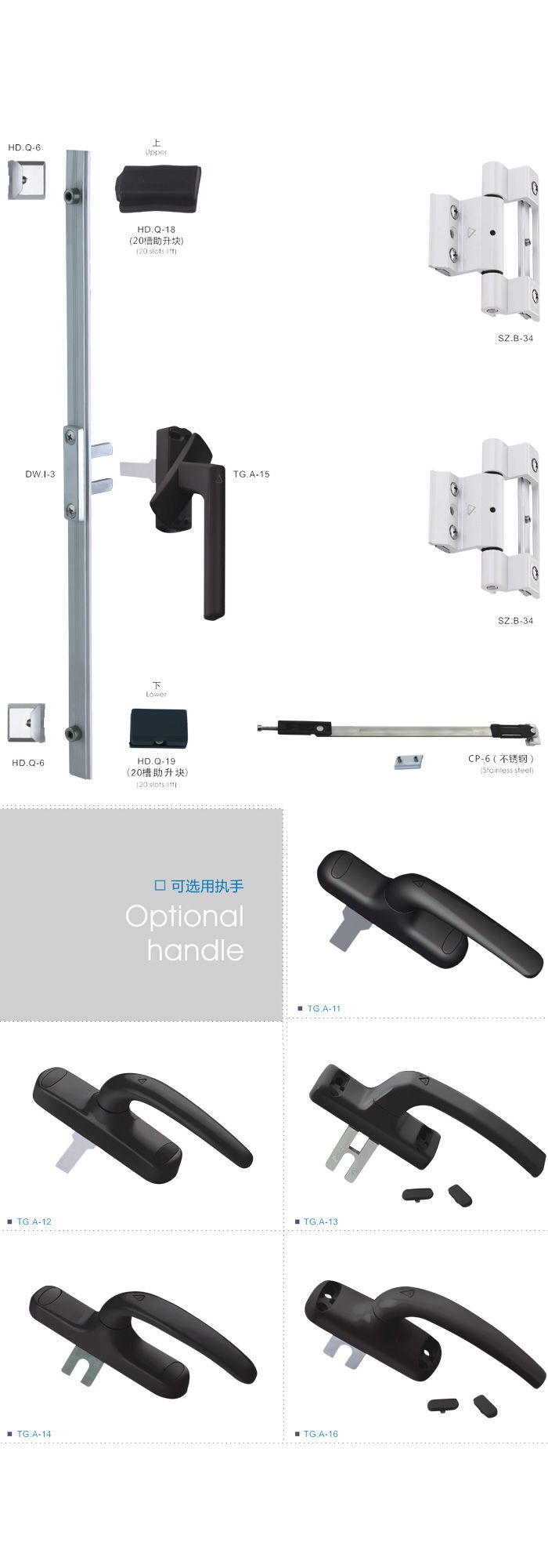 20外開歐標(biāo)鋁條式插坑式二點(diǎn)鎖配件 門窗板配件