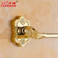 銅歐式金色雕花單桿毛巾架鍍金浴室衛(wèi)生間毛巾桿五金掛件