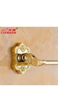 銅歐式金色雕花單桿毛巾架鍍金浴室衛(wèi)生間毛巾?xiàng)U五金掛件