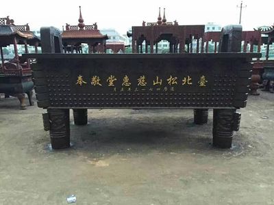 四方鼎，長方形銅香爐鼎，佛教仿古香爐