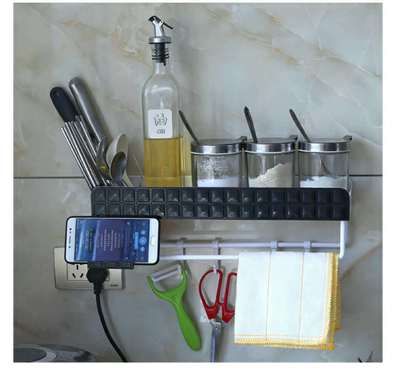 多功能墻壁塑料置物架 加強(qiáng)版免打孔廚房置物架 衛(wèi)生間收納架