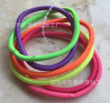 4.0MM國產(chǎn)好皮15CM無縫粘膠發(fā)繩兒童扎頭發(fā)飾品頭飾松緊繩橡皮筋