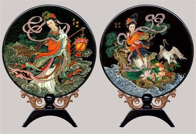 漆器小臺屏 嫦娥奔月 中國特色 外事商務(wù)禮品 仿古小屏風(fēng)