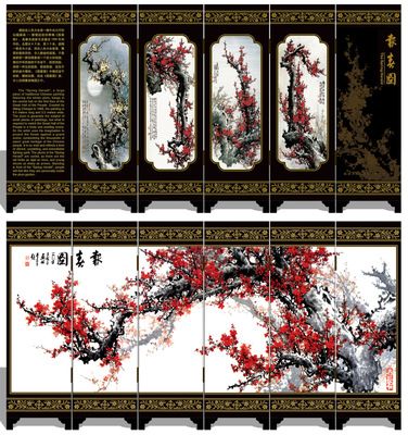 漆器仿古小屏風(fēng) 025 報(bào)春圖 中國特色工藝禮品